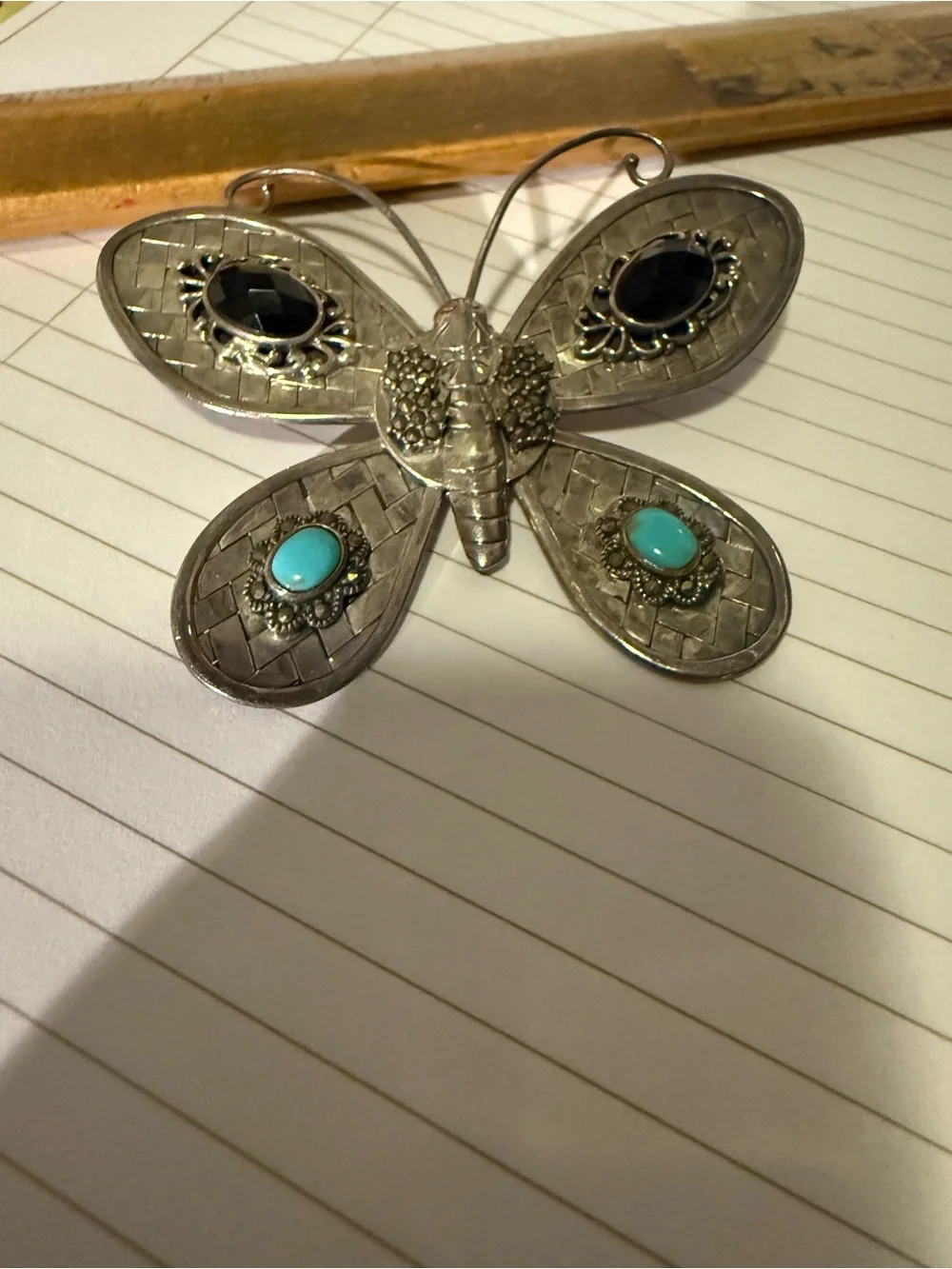 Vintage silver large butterfly pendant . - Picture 13 of 13